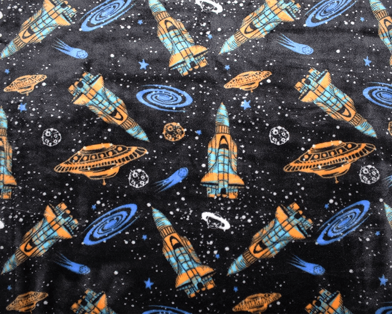 Space Age Cuddle Fleece Fabric Blanket Loungewear - T9 Fabrics